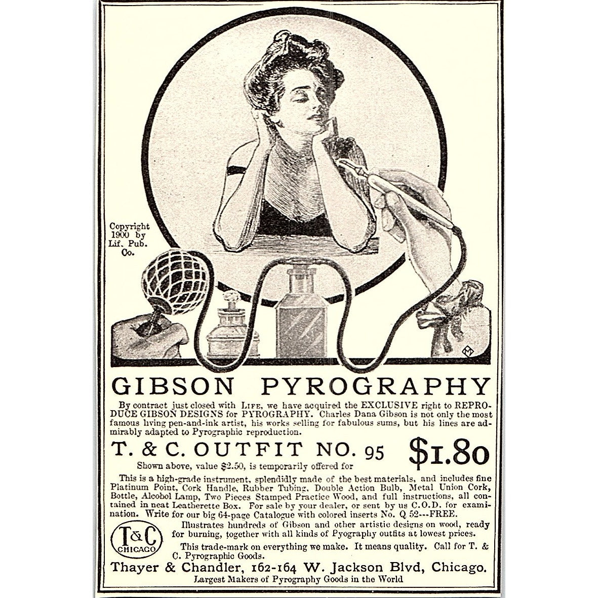 Gibson Pyrography Thayer & Chandler Jackson Blvd Chicago - 1904 Ad AF5-6