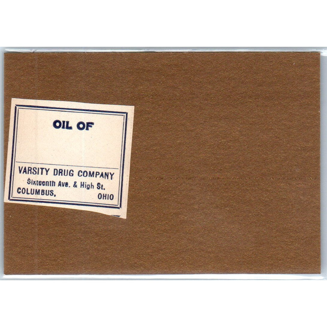 Varsity Drug Company Oil Columbus Ohio Antique Apothecary Label TH2-AL