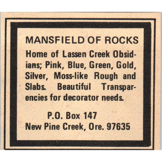 Mansfield of Rocks New Pine Creek Oregon 1971 Magazine Ad AD8-R9
