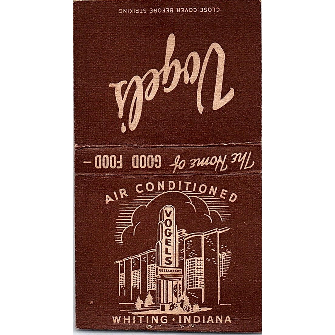 Vogel's Restaurant Whiting Indiana Vintage Matchbook Cover SC7-Y3
