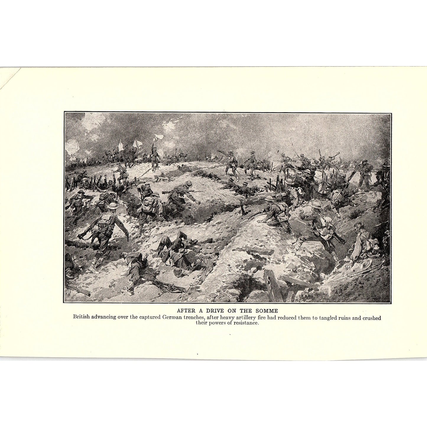 Aerial Battle at Lys Canal, British Capture German Trench 1919 WWI Print AG1-2