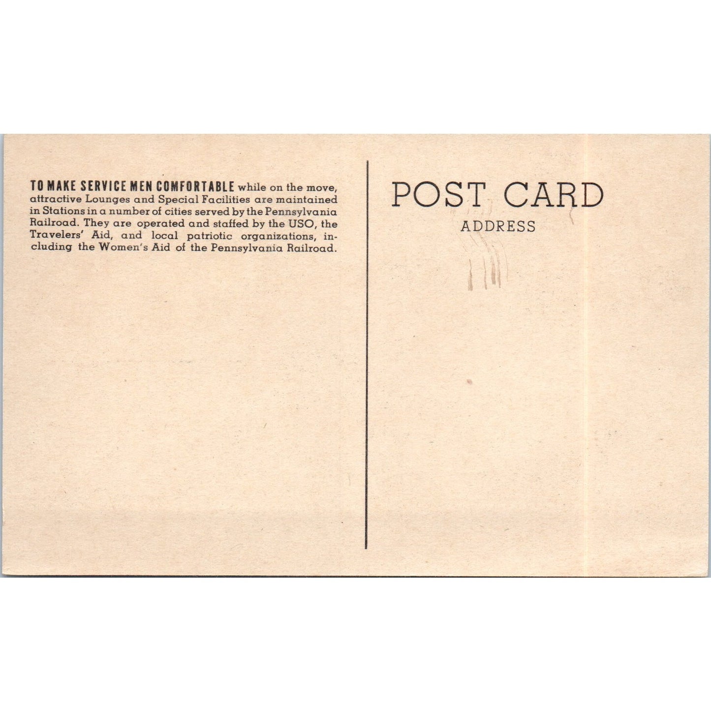 1940s WWII Pennsylvania Railroad Making Servicemen Comfortable Postcard TH9-SX2