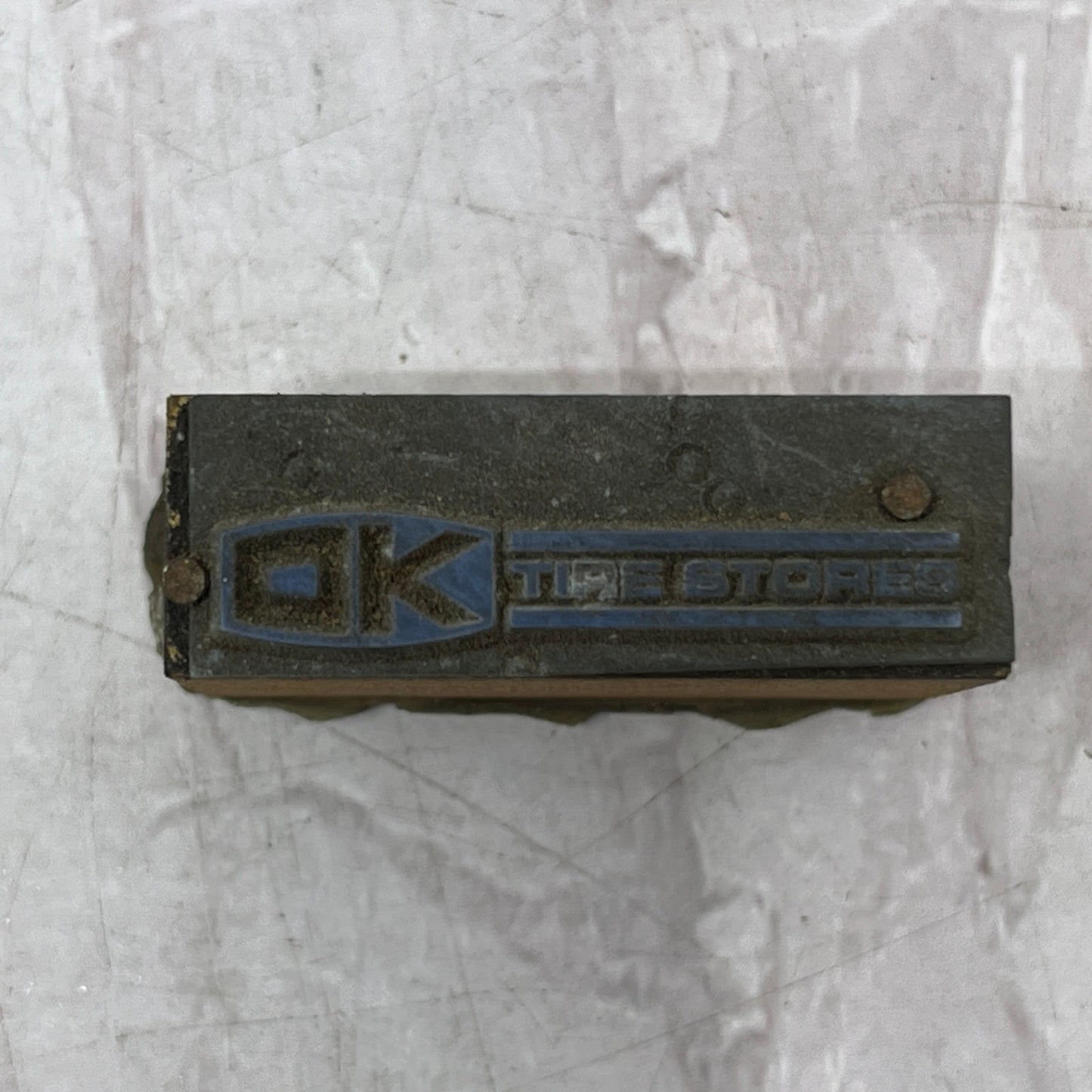 Retro OK Tire Stores Logo Vintage Letterpress Printers Block Plate SF5
