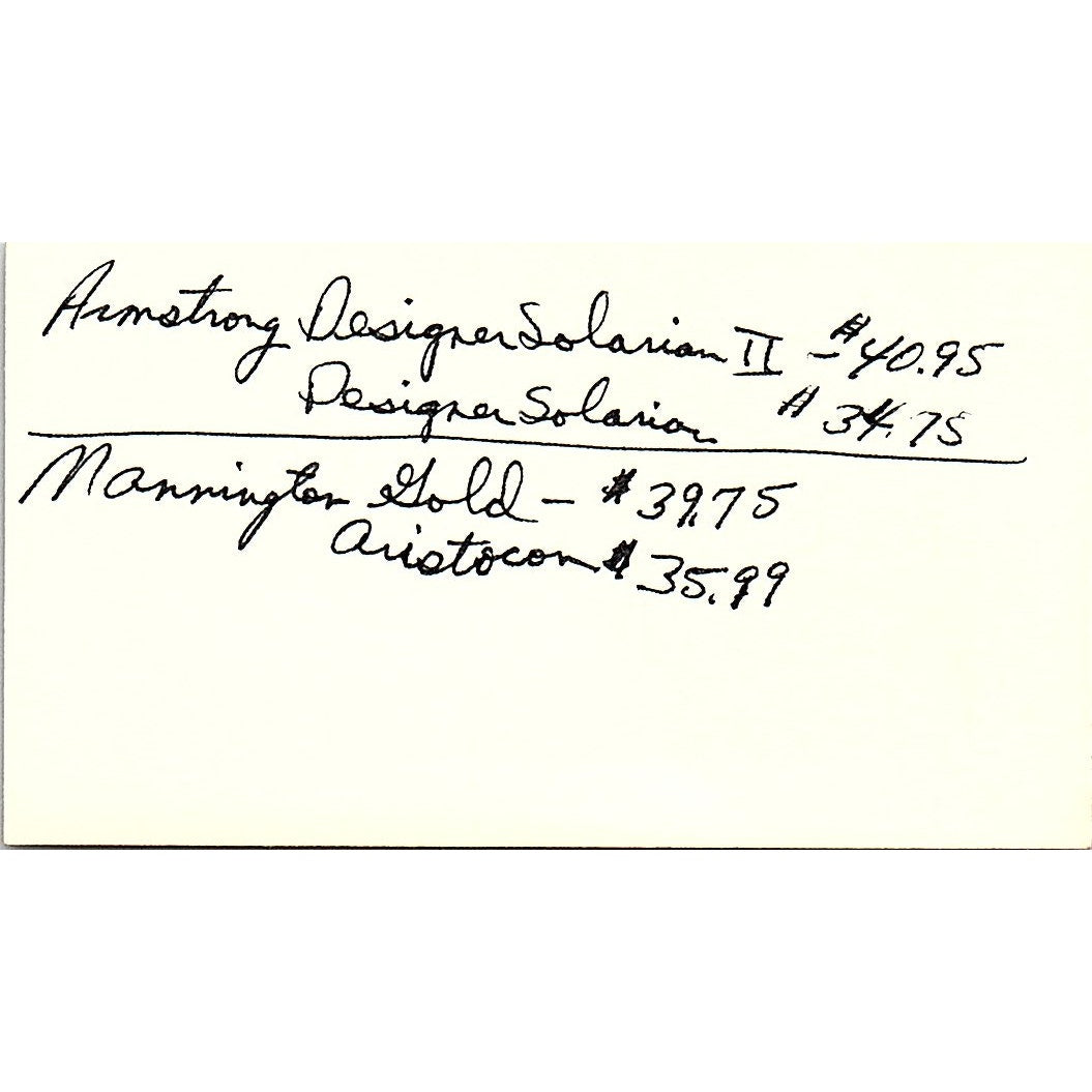 Hughes Carpet Center Johnny Hromadka Houston Vintage Business Card SD9-B14