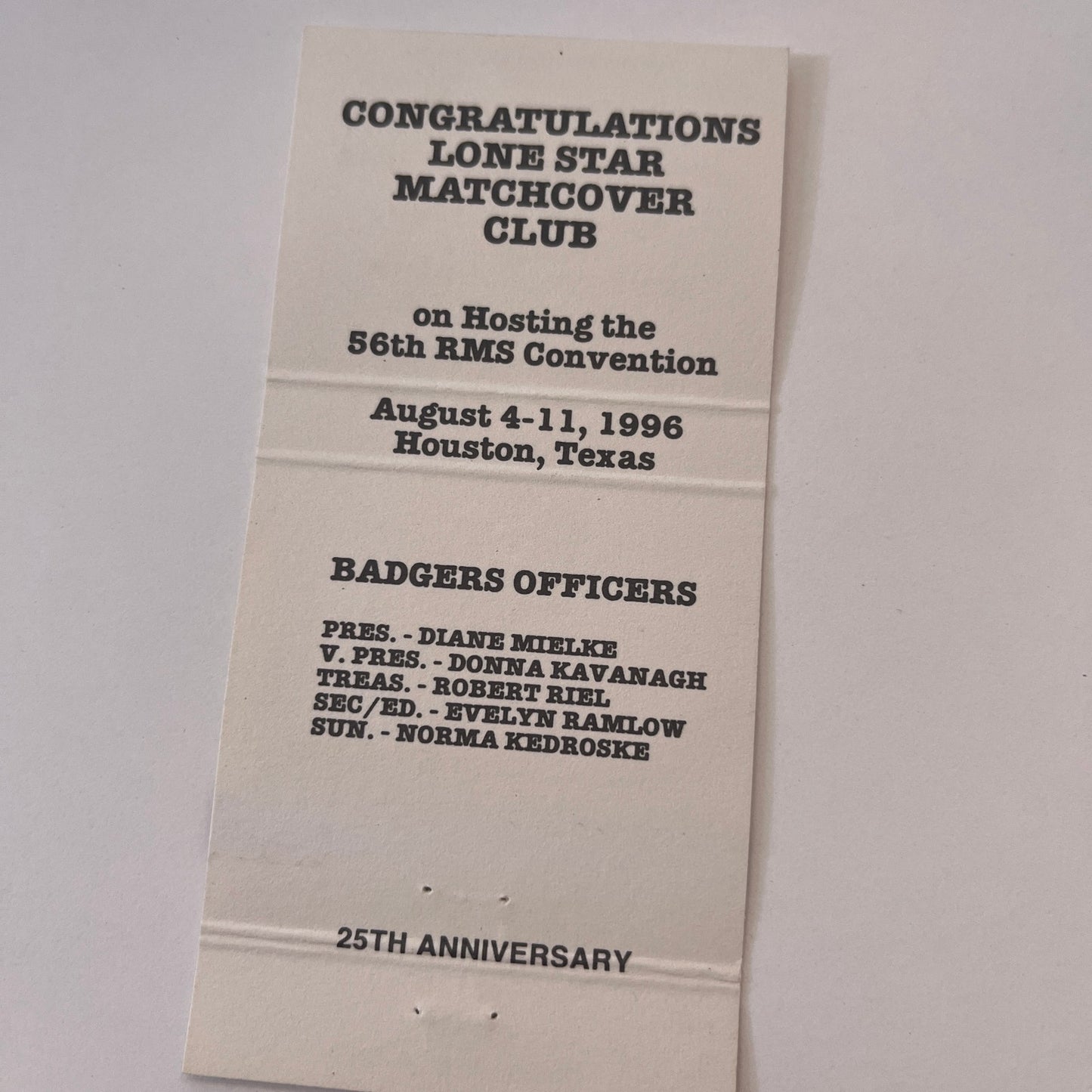 1996 Badgerstate Matchcover Club Swapfest Milwaukee Vintage Matchbook TB6-MB2-7