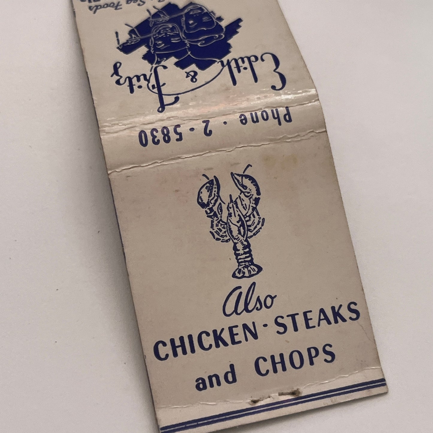 Edith & Fritz Sea Foods Miami FL Vintage Matchbook Cover TB8-MB2-3