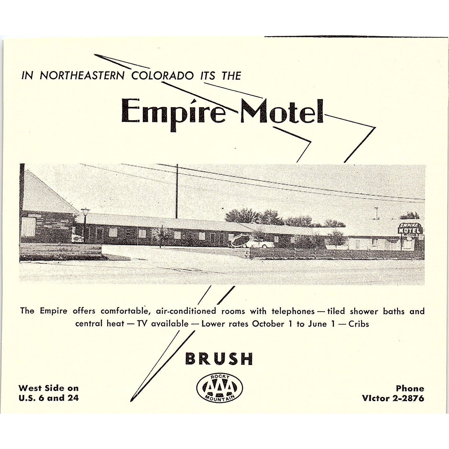 Freeman Motel Buena Vista, Empire Motel Brush CO 1958 Ad AG1-H2