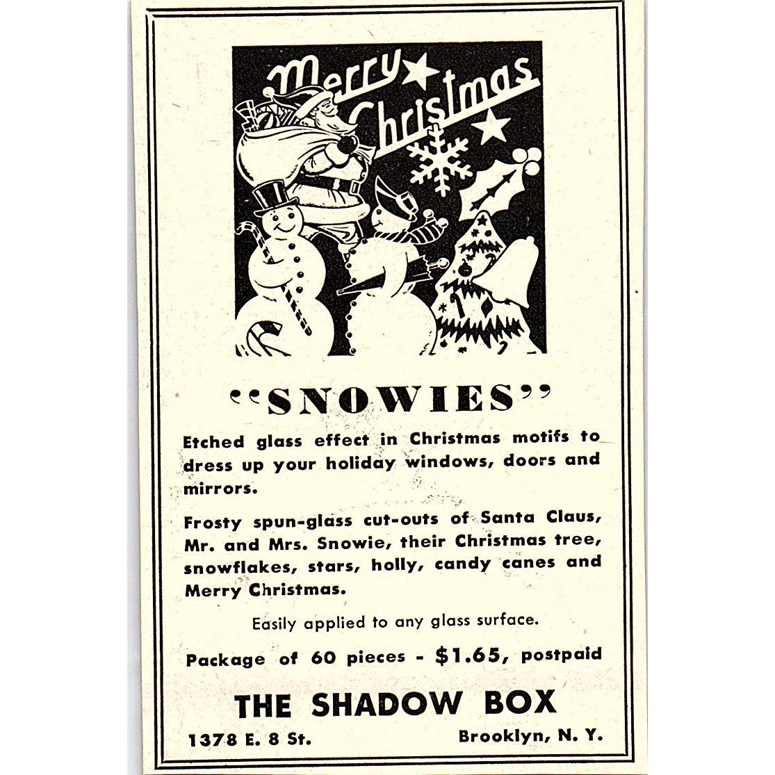 The Shadow Box Snowies Brooklyn NY 1952 Yankee Magazine Ad SAG5-M3
