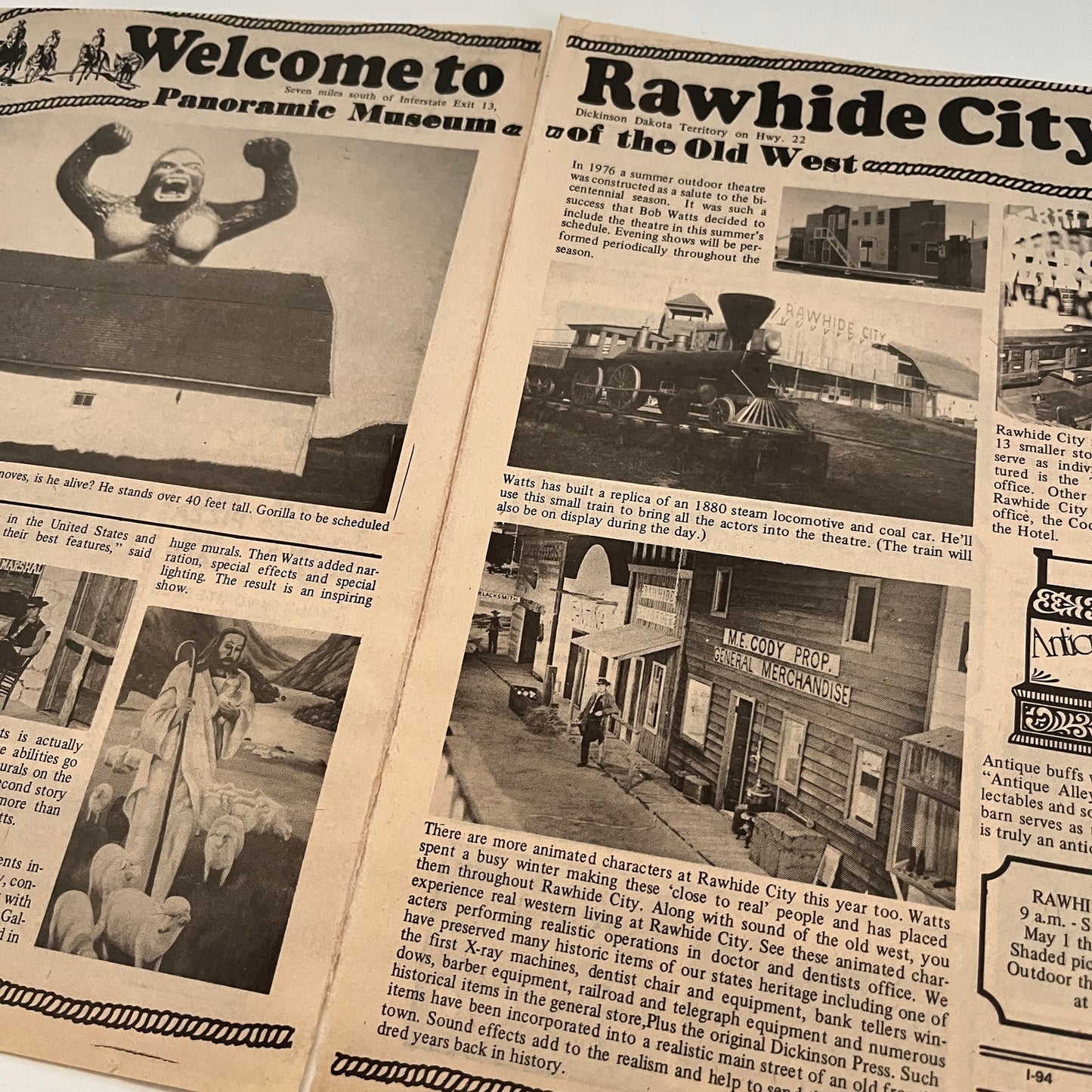 Rawhide City Panoramic Museum Dickinson ND 2 Pages 1977 ND Tourism Ad AG6-8