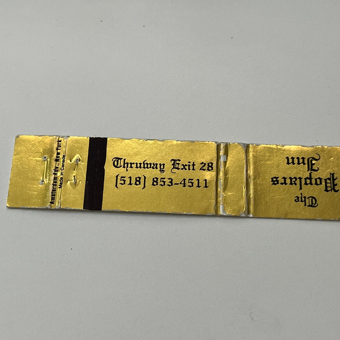 The Poplars Inn Fultonville-Fonda New York Vintage Matchbook Cover TB6-MB1-14