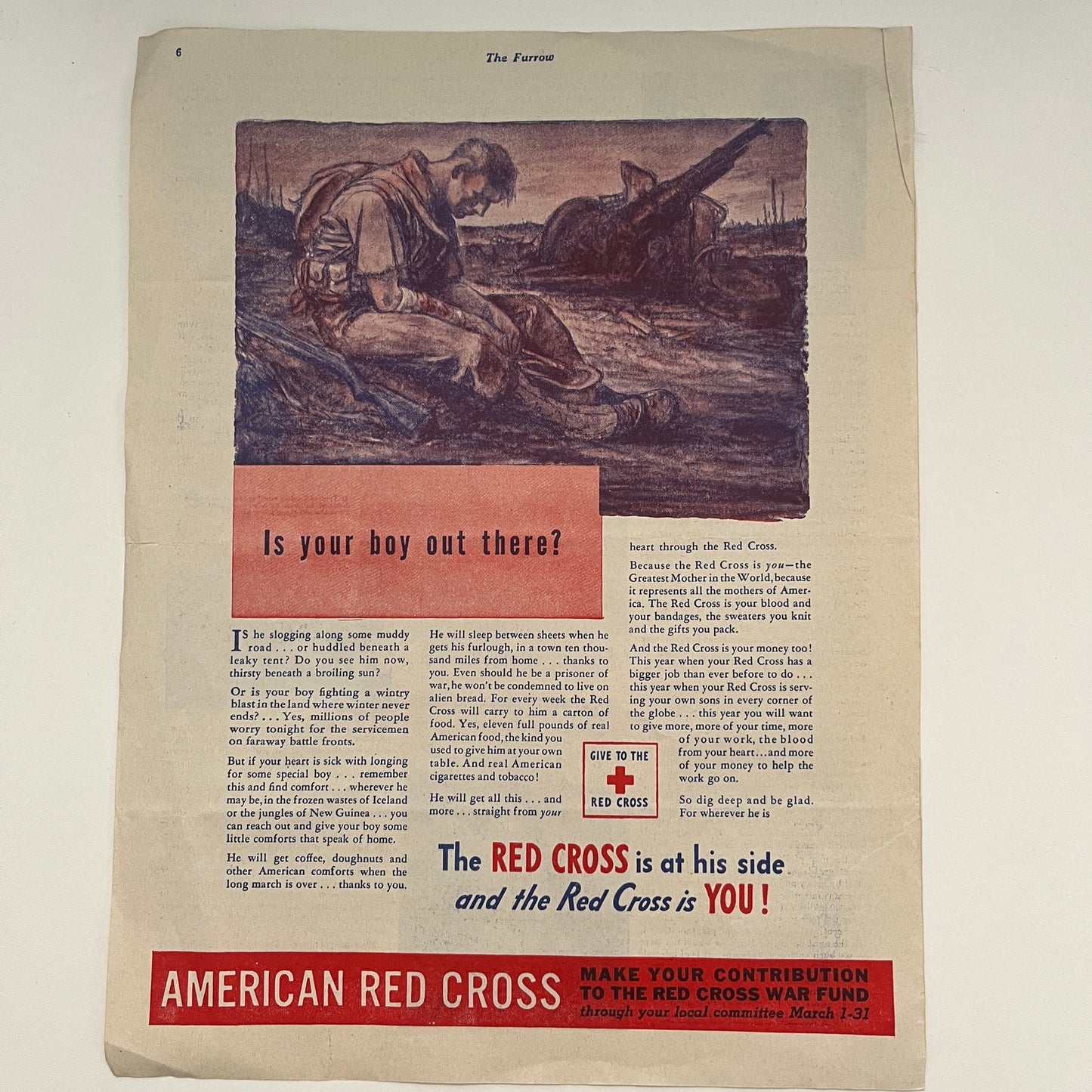 American Red Cross WWII War Effort 1944 WWII Ad V26-4