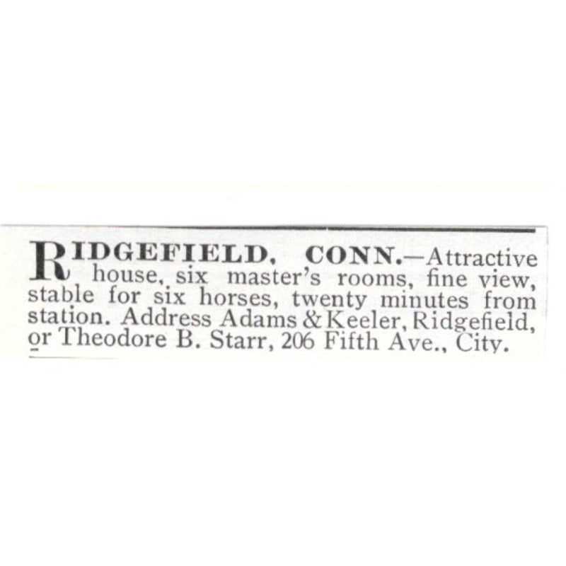 Ridgefield CT House Adams & Keeler, Theodore B Starr 1903 Ad AF8-S44