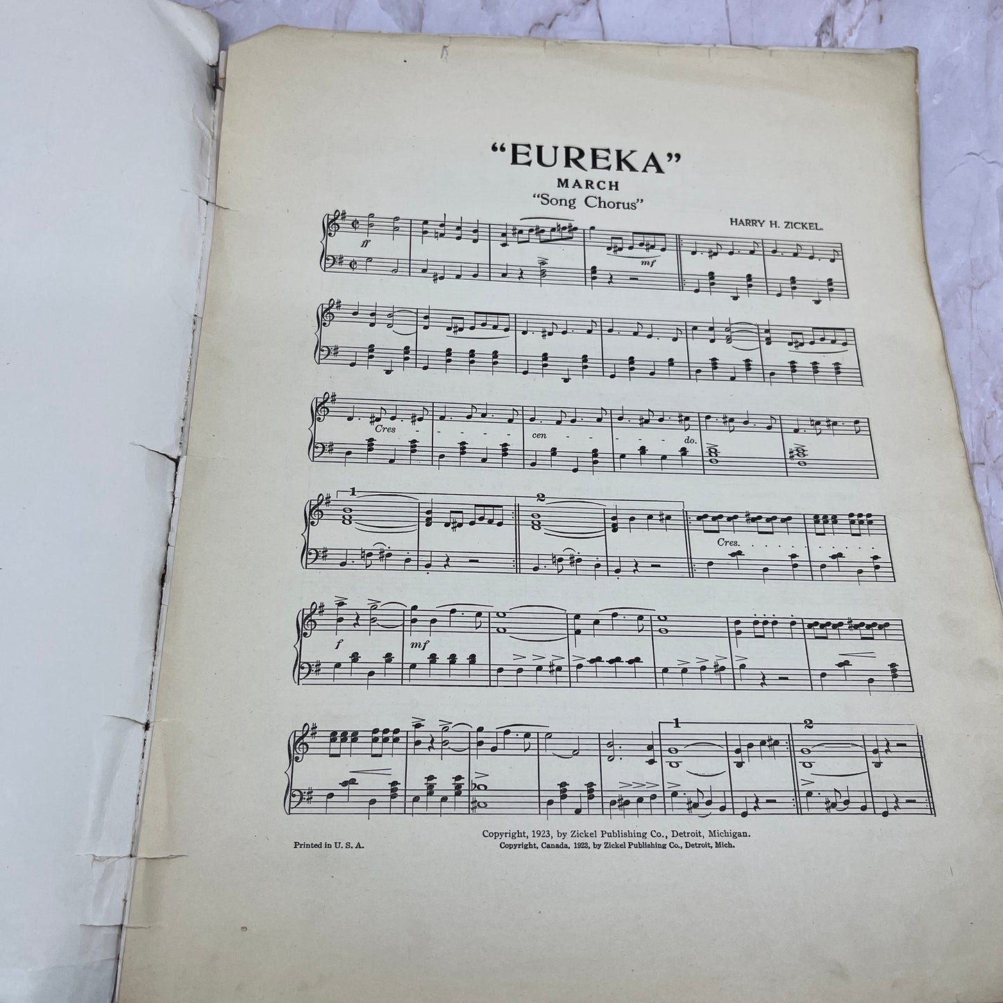 1923 Sheet Music Eureka March Compliments Of Eureka Vacuum Cleaner Ti5