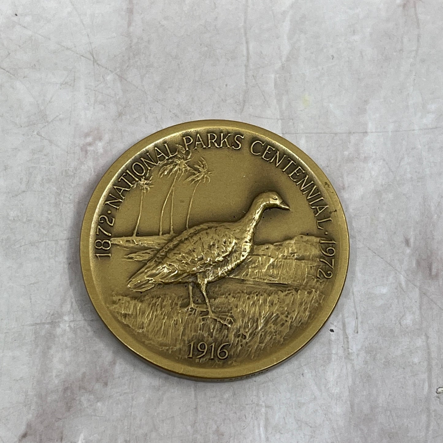 1972 Hawaii Volcanoes National Park Centennial Kilauea Crater Coin Medal SF4