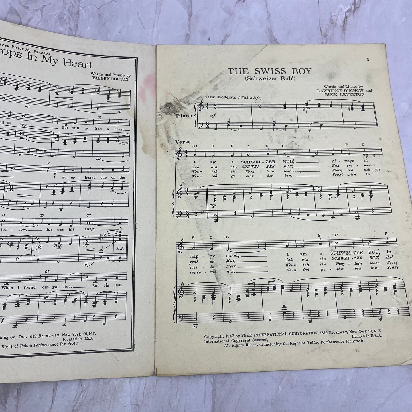 The Swiss Boy Schweizer Bub Lawrence Duchow Buck Leverton Sheet Music Ti5