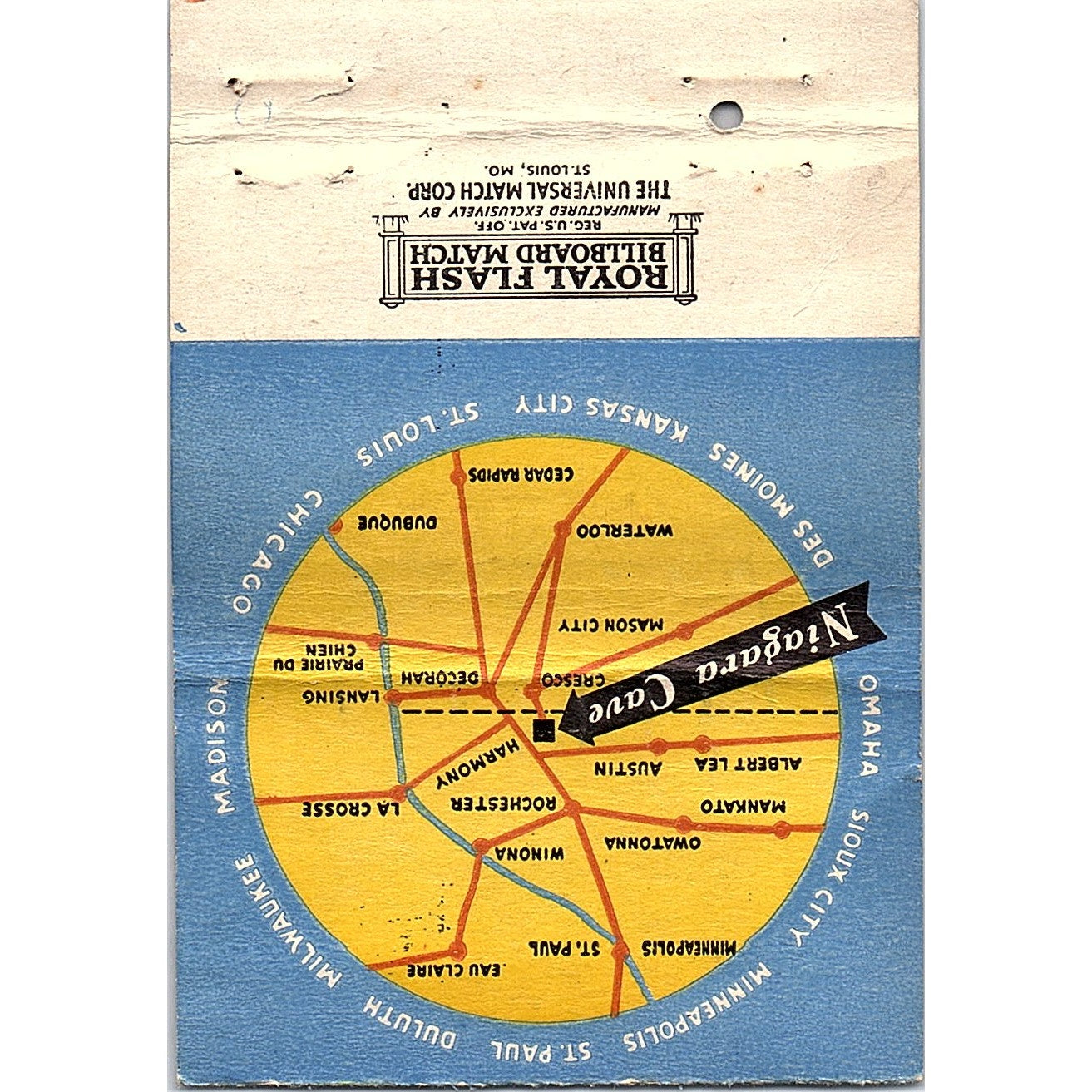 Niagara Cave Harmony MN Large Vintage Matchbook TB6-MB2-10