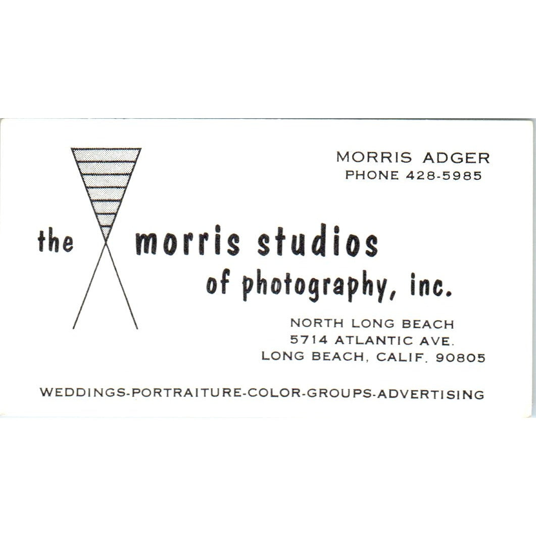 The Morris Studios of Photography Morris Adger Long Beach Business Card SD8-B19