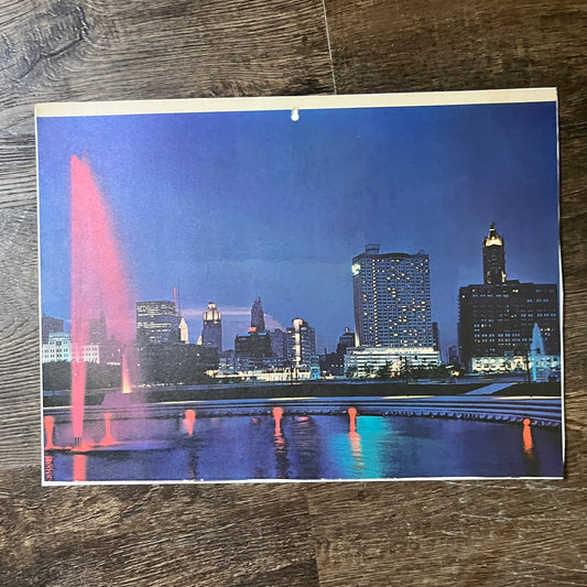 Retro Columbus Ohio Skyline Bicentennial Park Vintage Print 10x14 V10