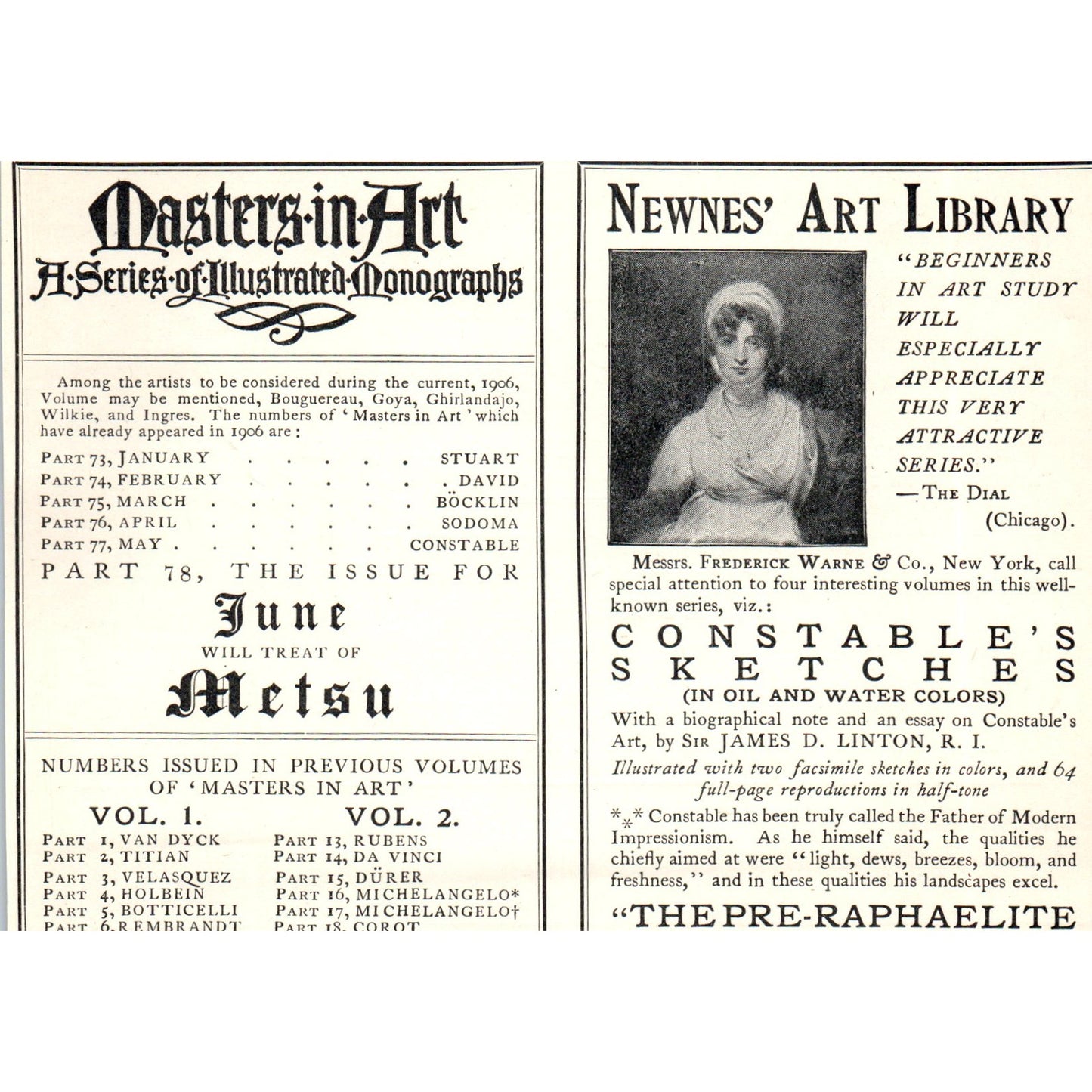 John Constable by Lord Windsor NYC 1906 Victorian Ad AB8-MA1