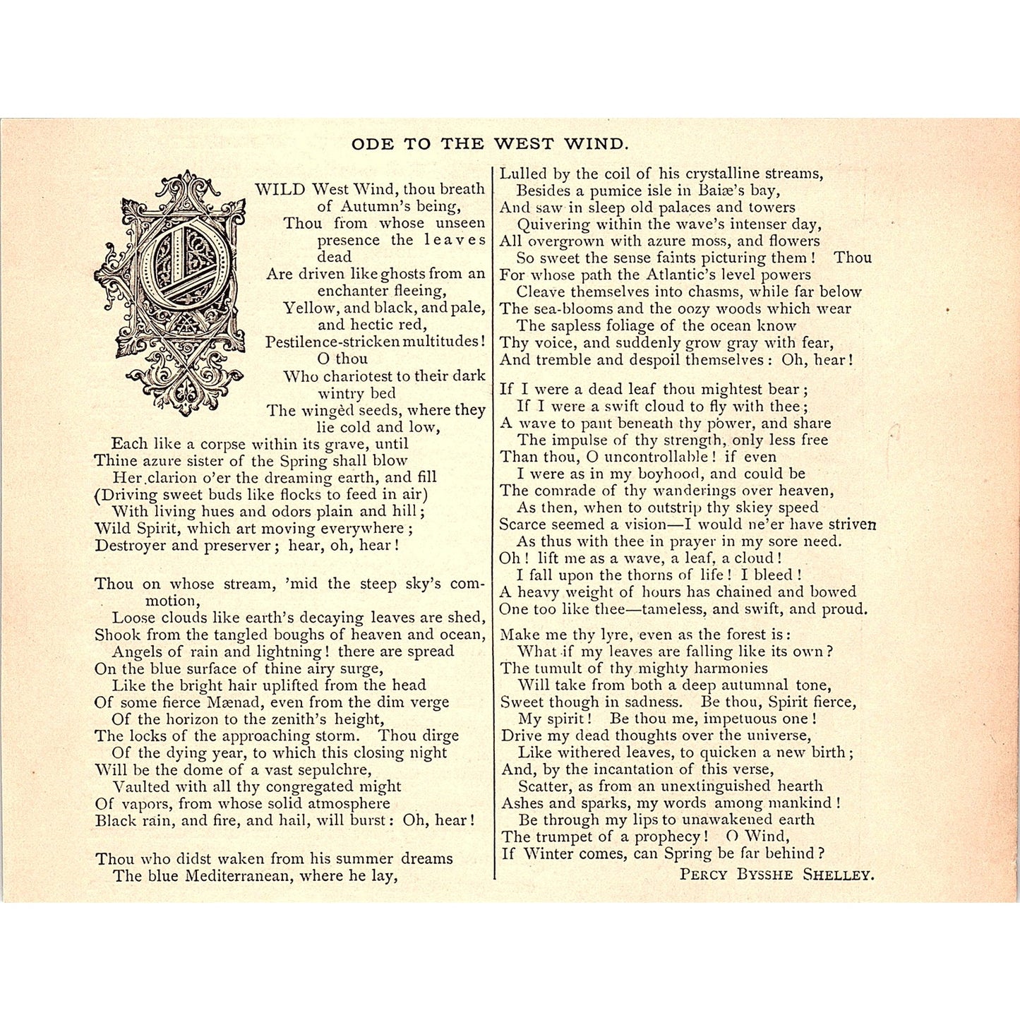 Ode to the West Wind - Percy Bysshe Shelley 1884 Poem AG3-1