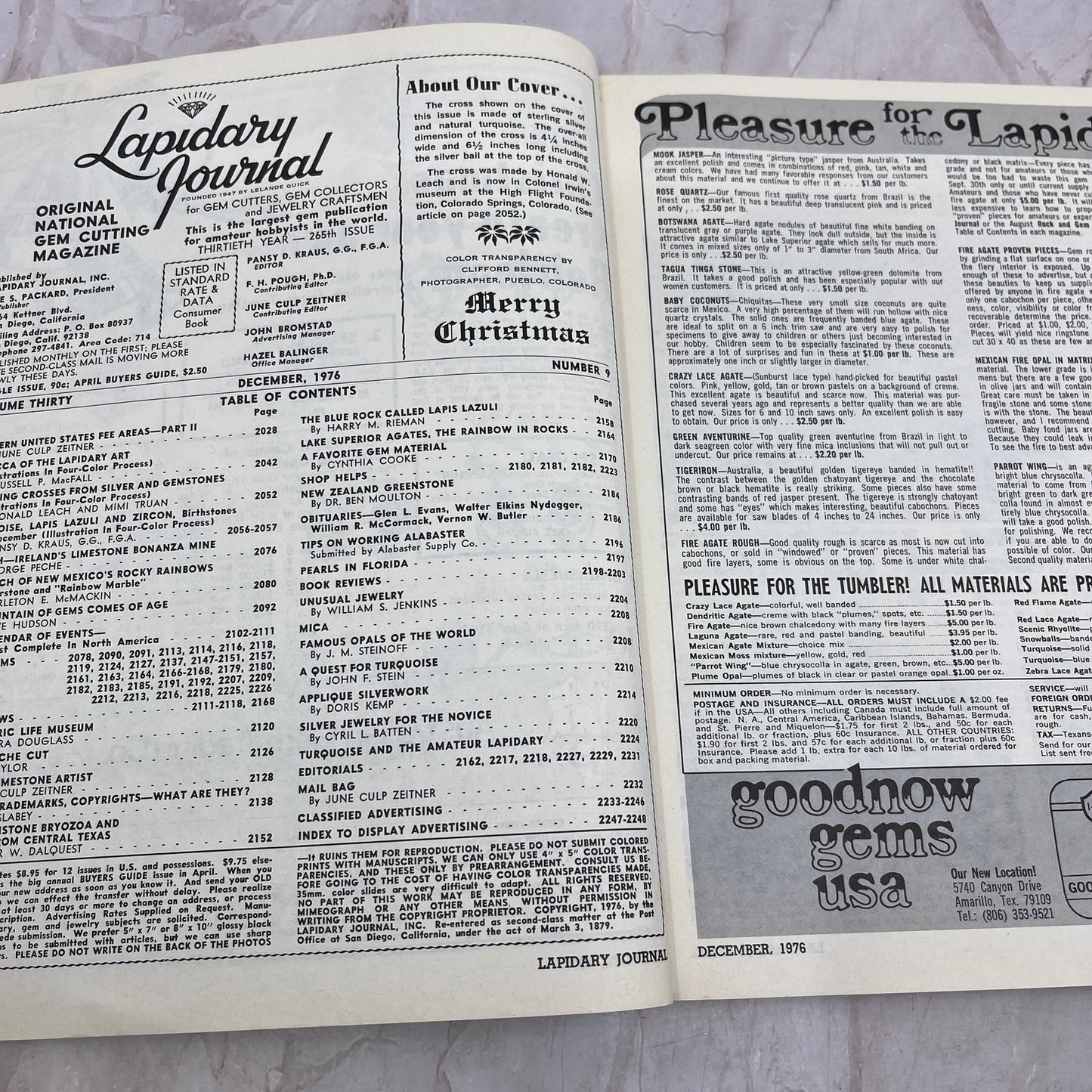 Turquoise and Silver Cross - Lapidary Journal Magazine - Dec 1976 M22