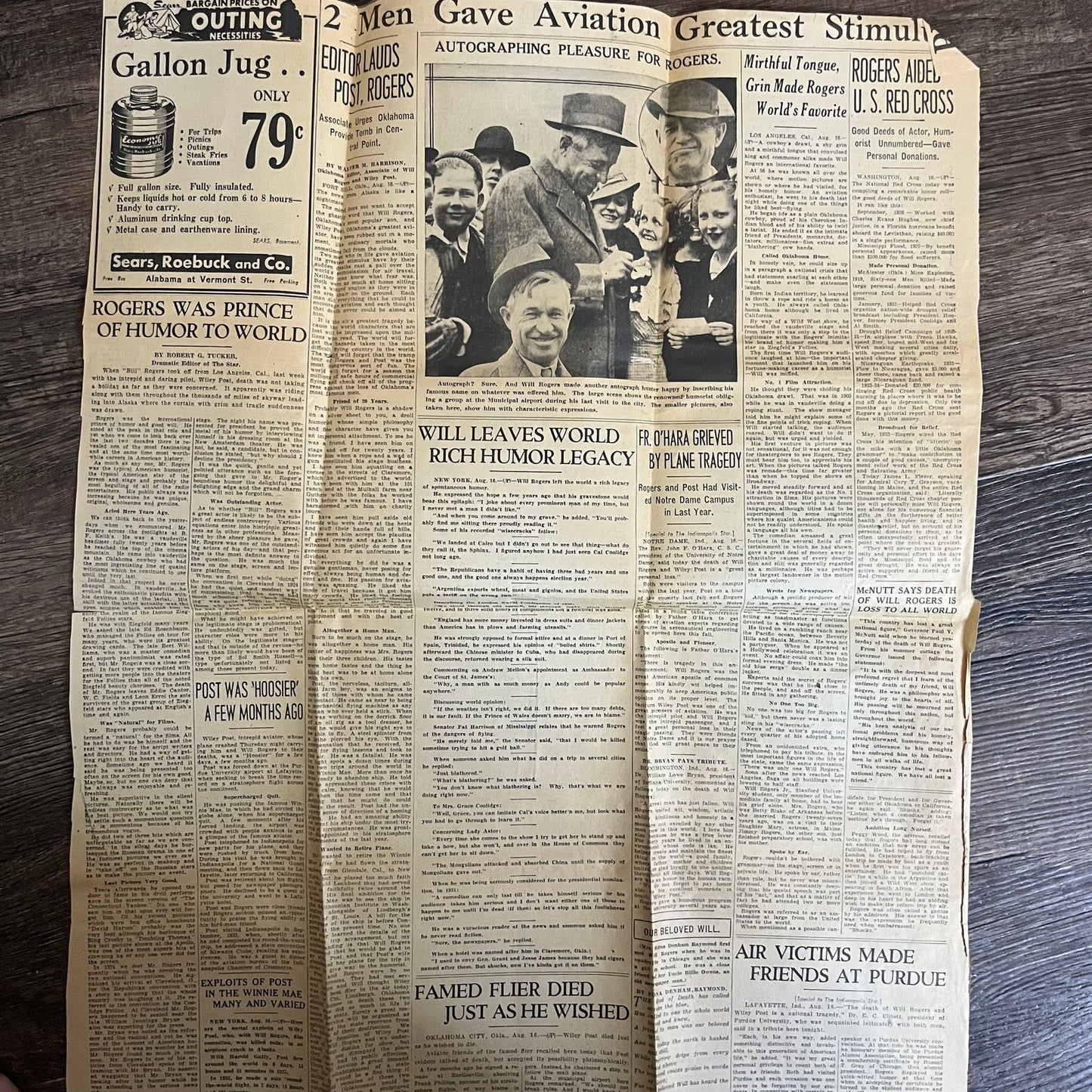Picturing Events in the Life of Will Rogers Vintage Newspaper Spread V1-9