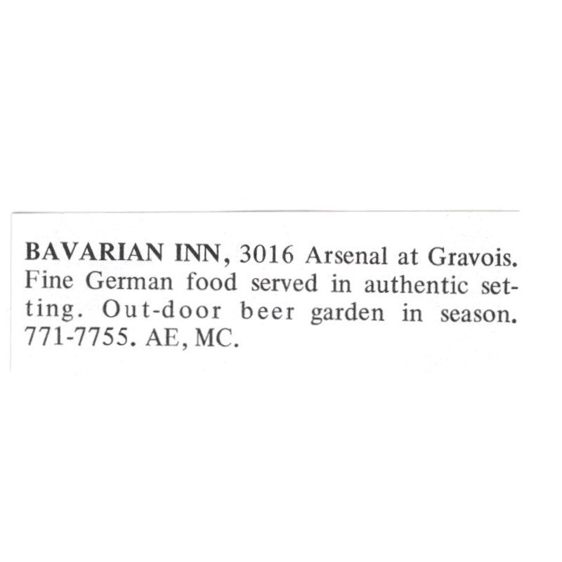 Bavarian Inn Arsenal at Gravois St. Louis 1971 Magazine Ad AD8-O1