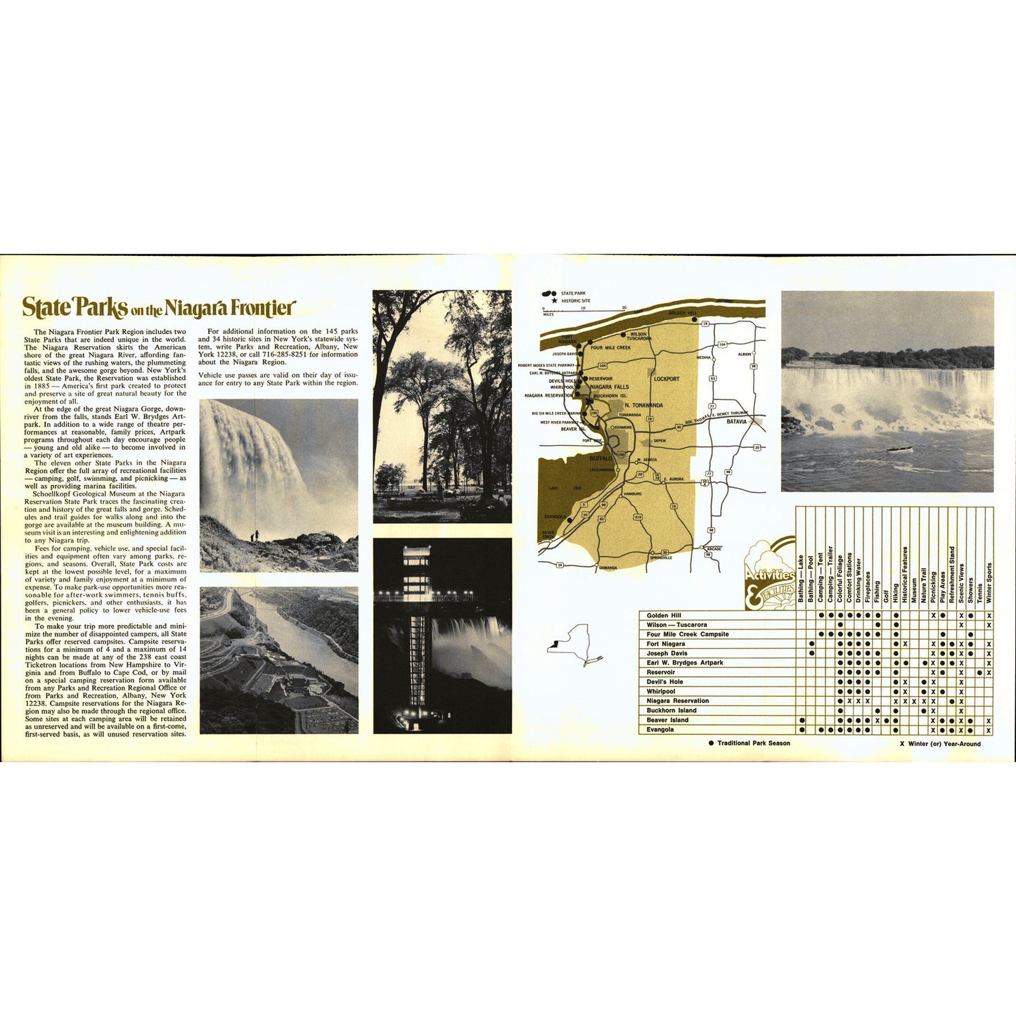 1977 State Parks on the Niagara Frontier Fold Out Travel Guide V1-1