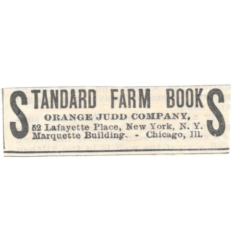 Standard Farm Books Orange Judd Marquette Bldg Chicago 1905 Magazine Ad AF1-NES1