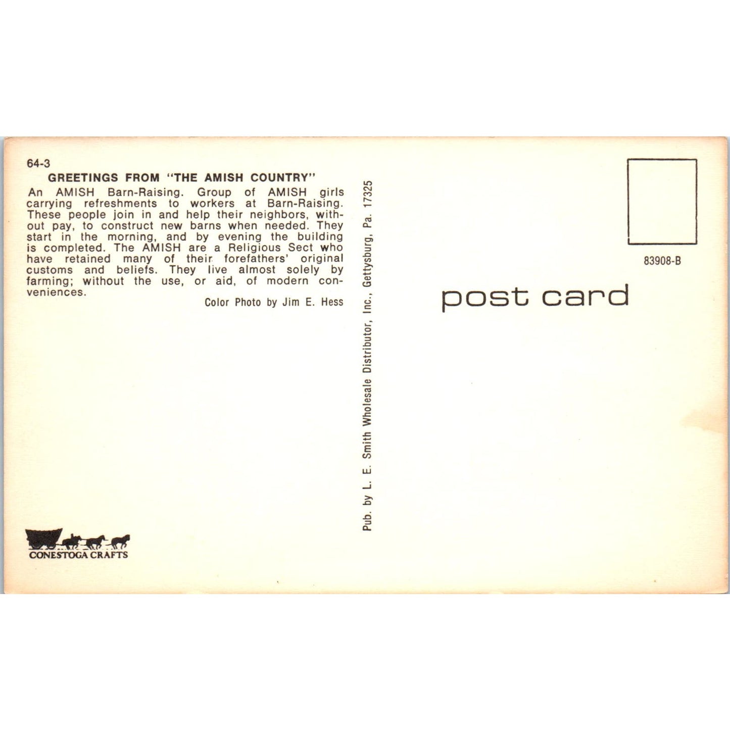 An Amish Barn Raising Pennsylvania Dutch Country Postcard PD7