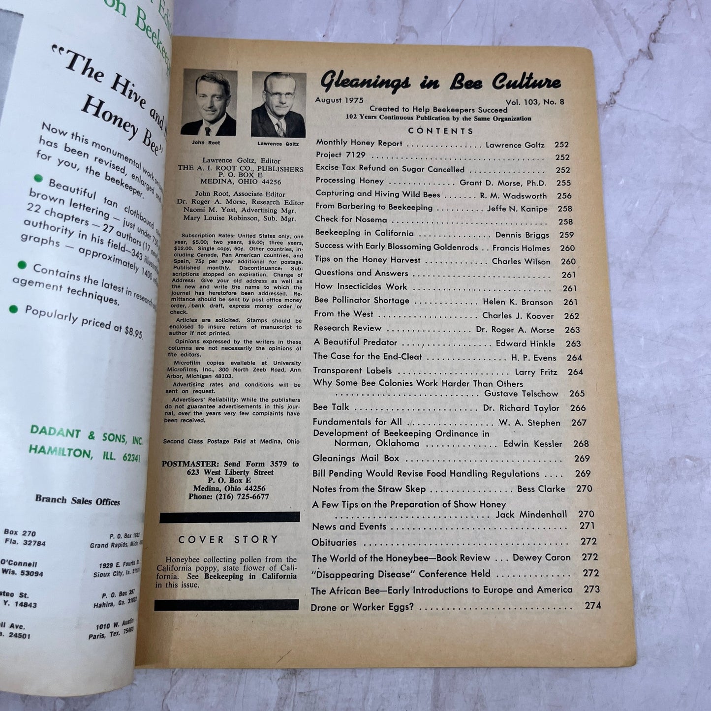 1975 Aug - Gleanings in Bee Culture Magazine - Bees Beekeeping Honey M33