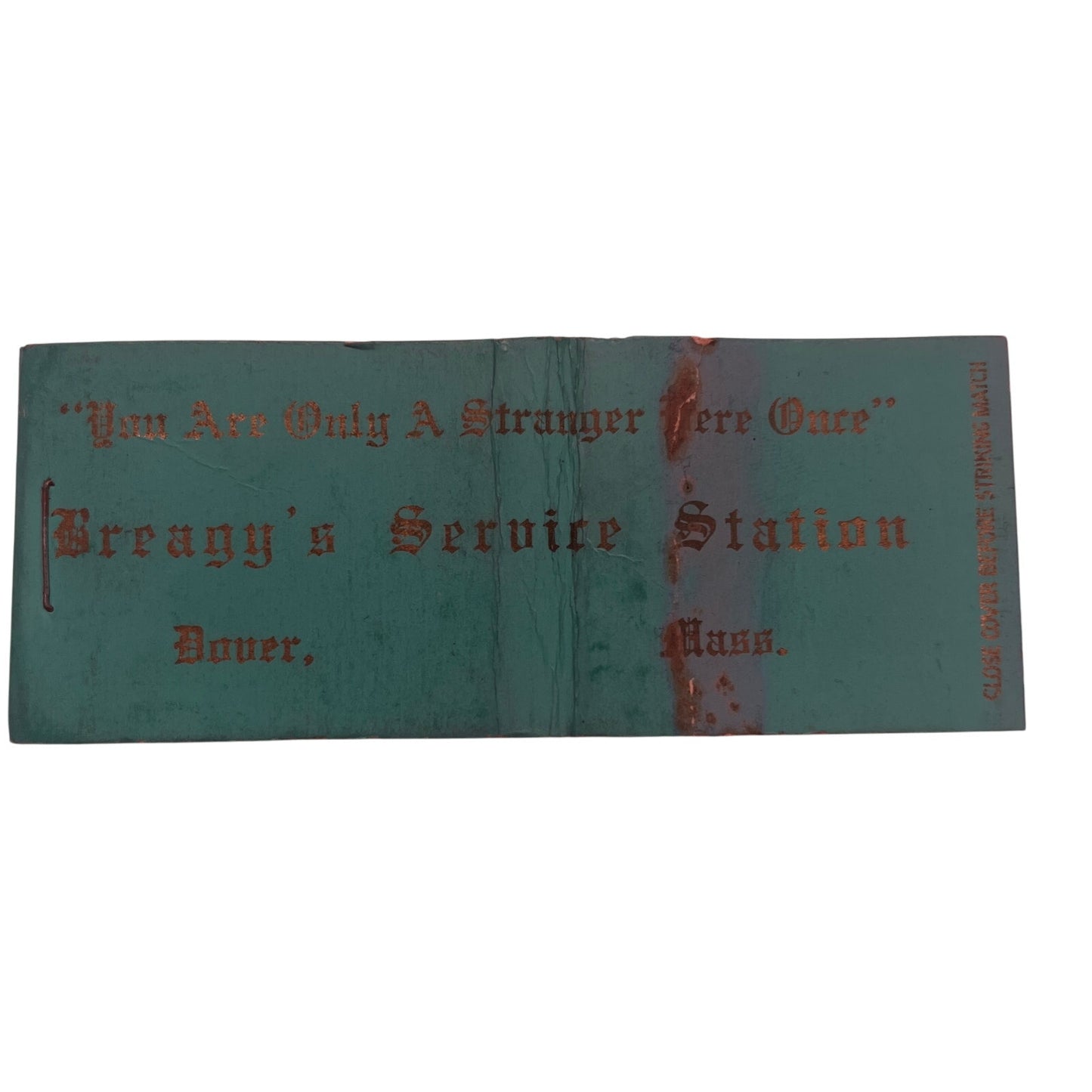 Breagy's Service Station Dover MA Vintage Matchbook Cover TB8-MB2-9