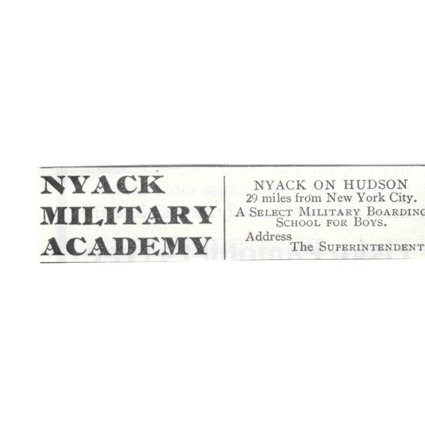 Nyack Military Academy Nyack on Hudson New York City 1903 Ad AF8-S32