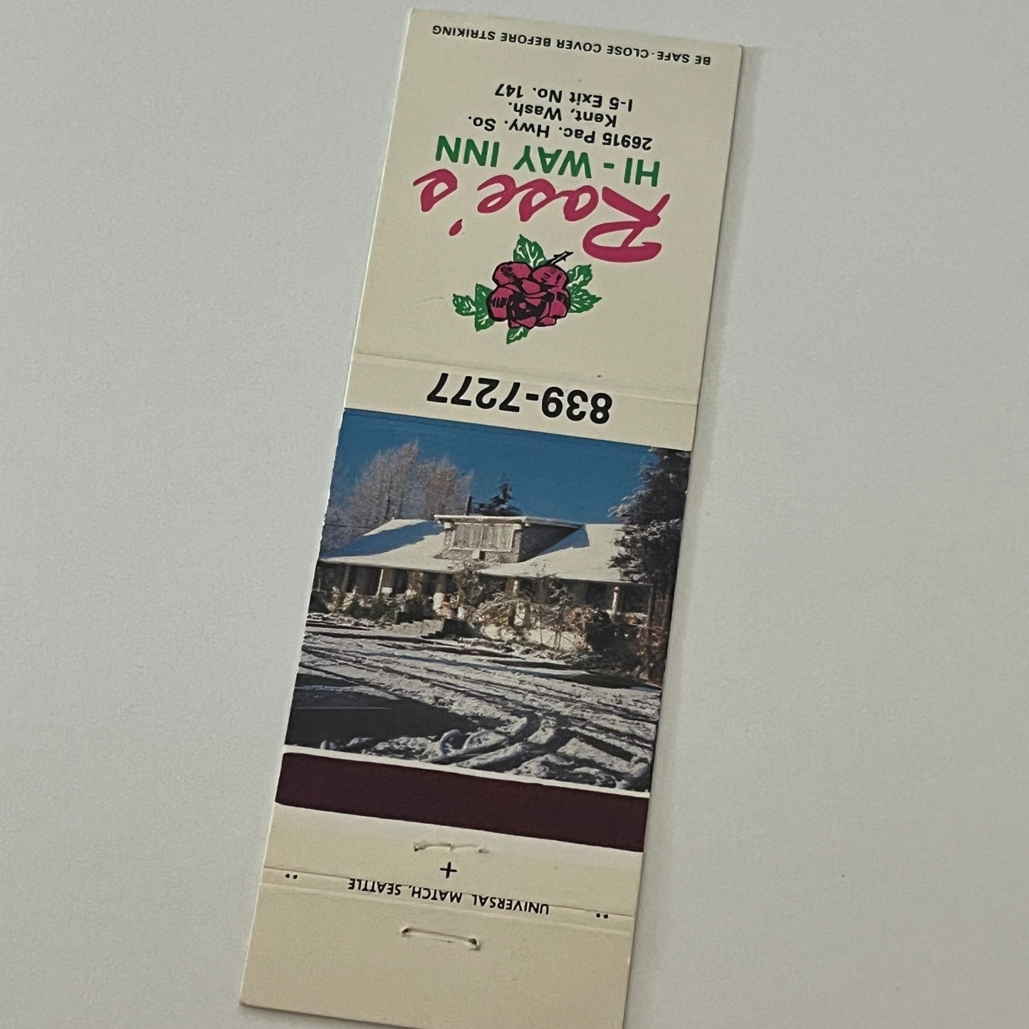 Rose's Hi-Way Inn Kent Washington Matchbook Cover TB6-MB2-4