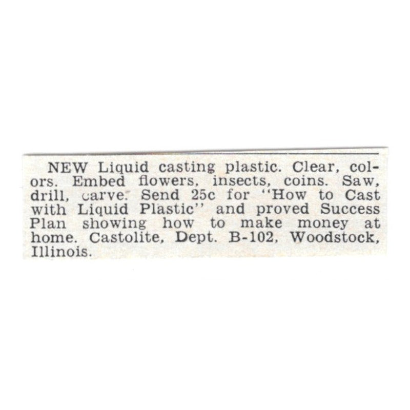 Liquid Casting Plastic - Castolite, Woodstock IL 1955 Ad AG1-S5