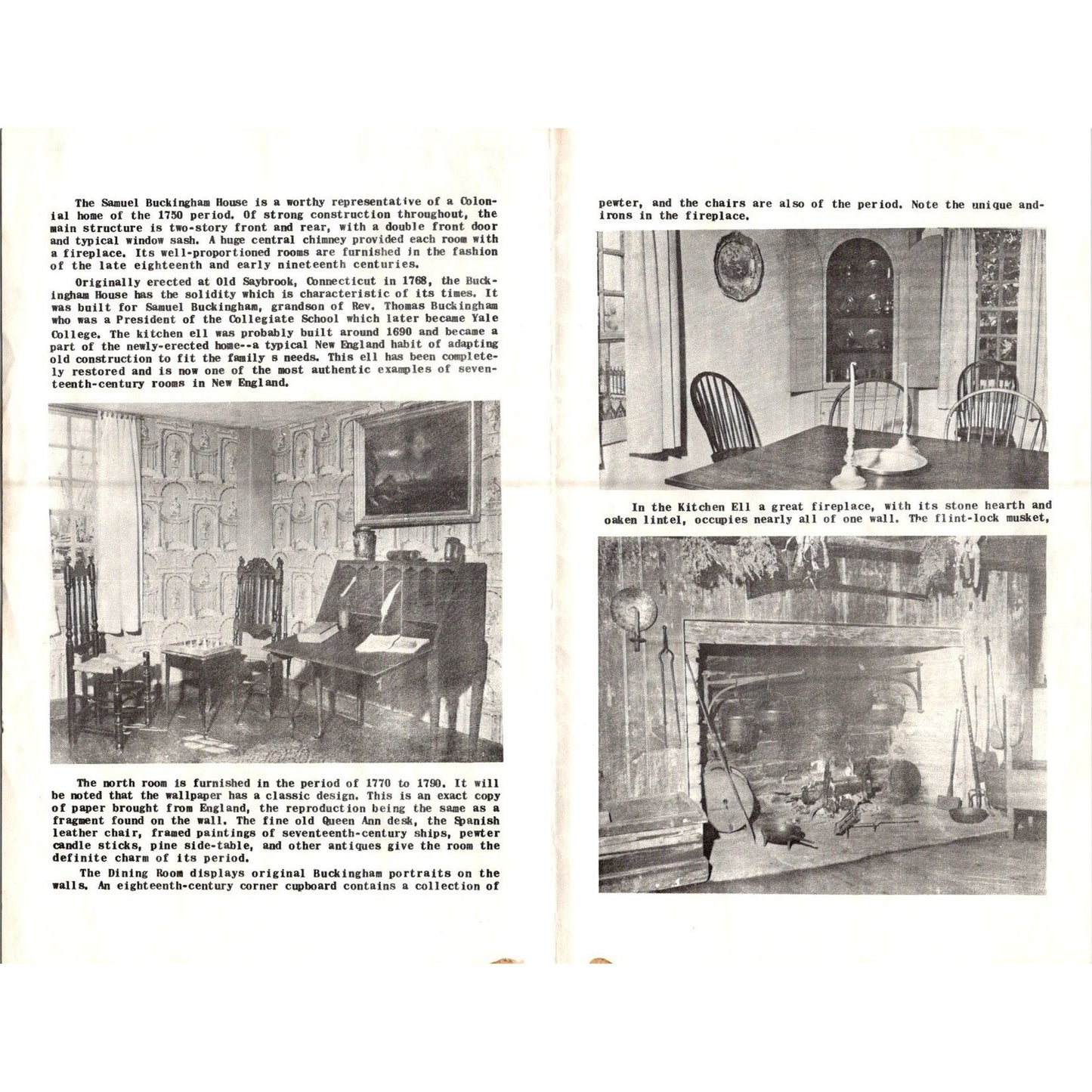 Buckingham House Mystic Seaport Mystic CT Vintage 1960s Travel Brochure SAI1-2
