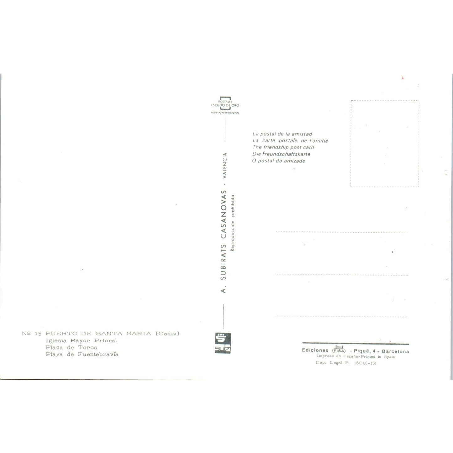 Puerto De Santa Maria Cadiz Iglesia Mayor Prioral Vintage Postcard PD1