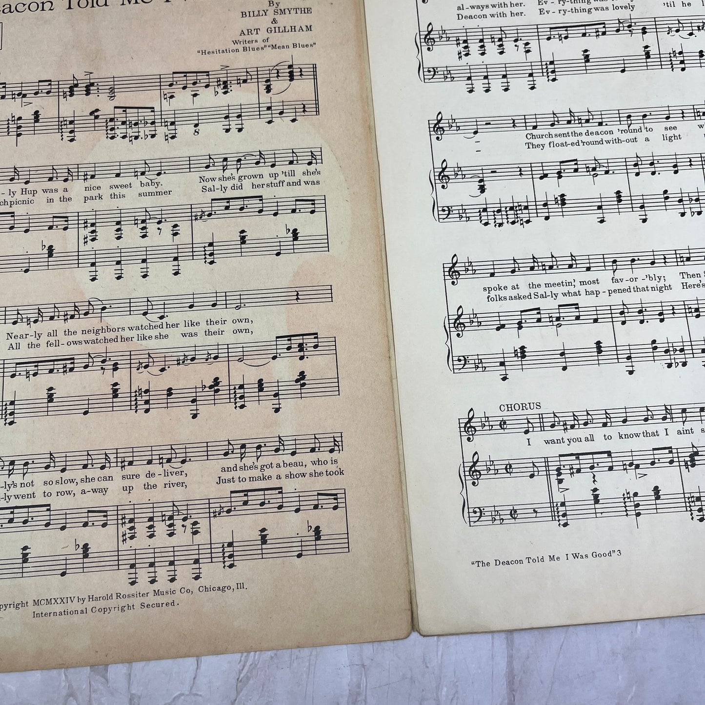 The Deacon Told Me I Was Good Art Gillham Billy Smythe Antique Sheet Music Ti5