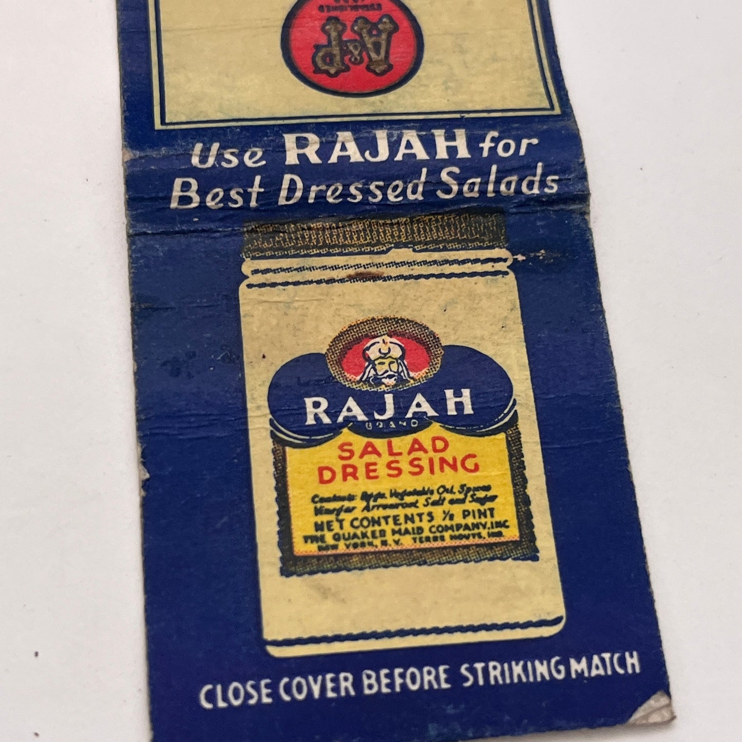 Rajah Salad Dressing A&P Vintage Matchbook Cover MM3-3