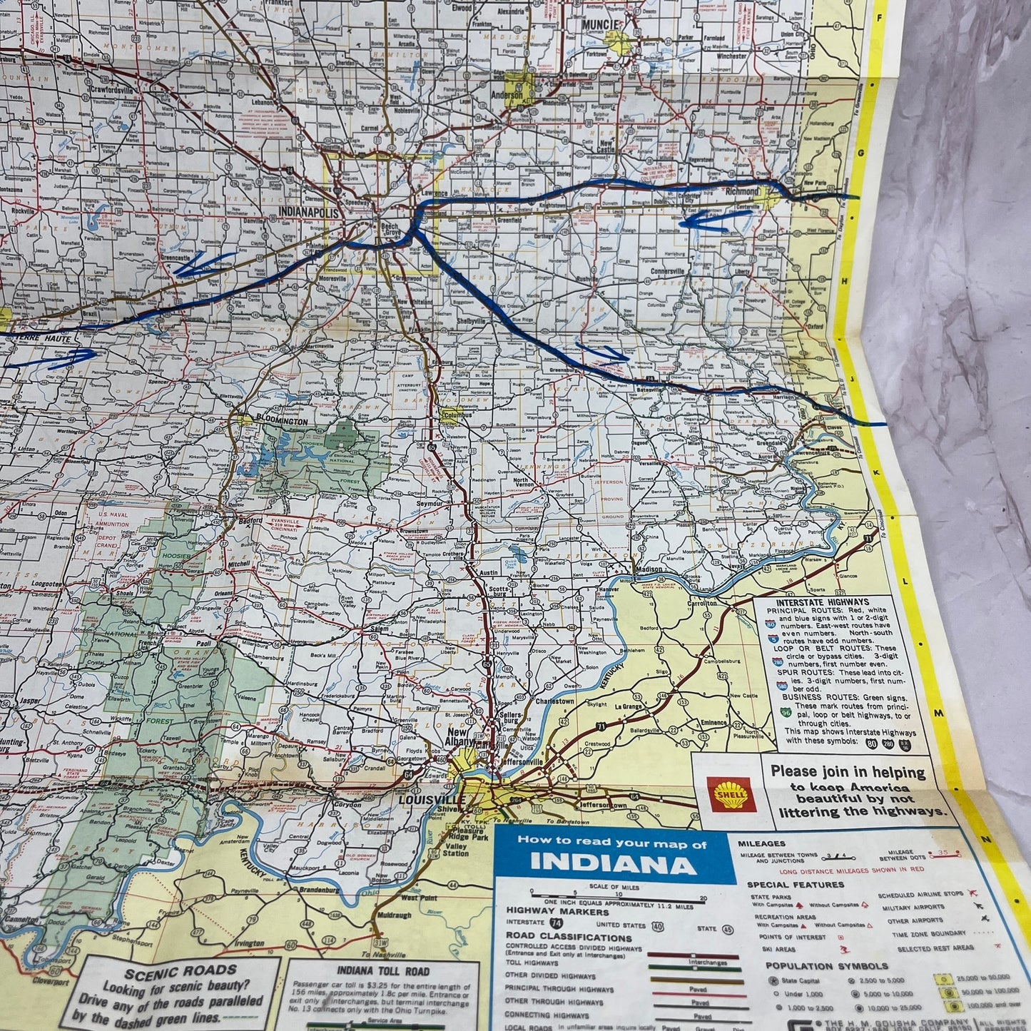 1974 Indiana Travel Fold Out Map TH2-MP2