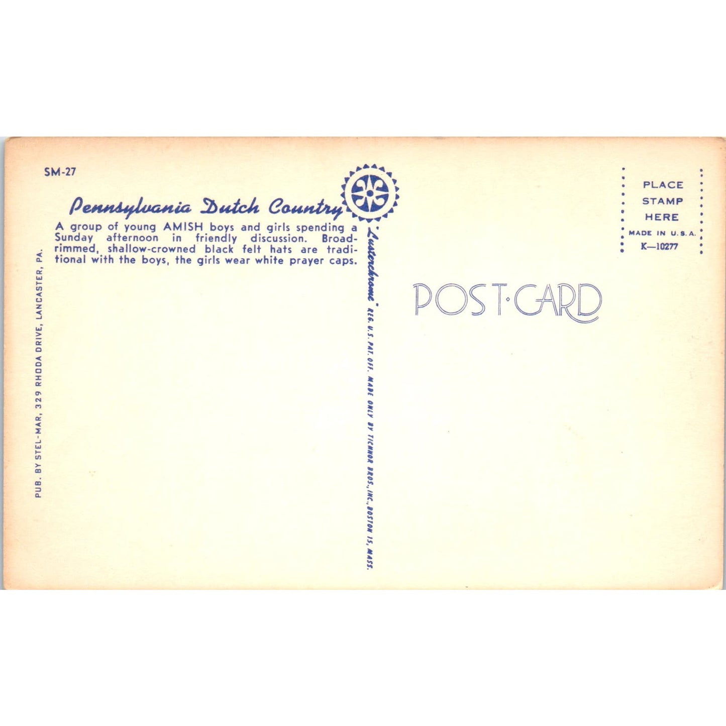 Group of Amish Girls and Boys Pennsylvania Dutch Country Vintage Postcard PD4