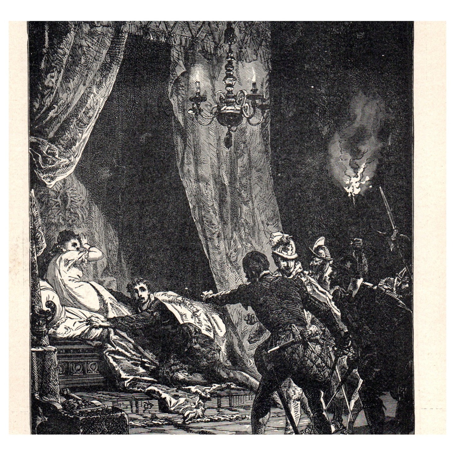 The Cardinal Lorraine Receiving The Head of Coligni 1911 Engraving Print AF5-7