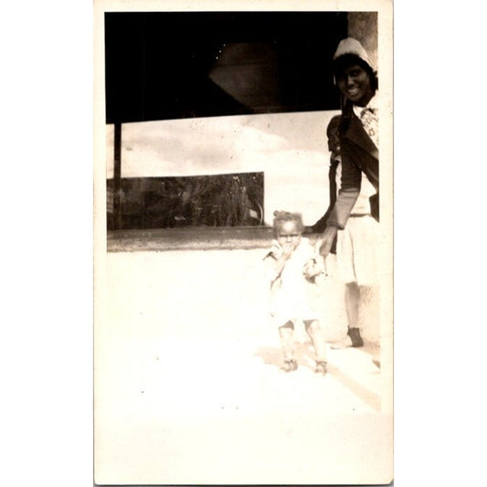 African American Mother and Little Girl 2.5x4" c1930 Photograph AI9-M26