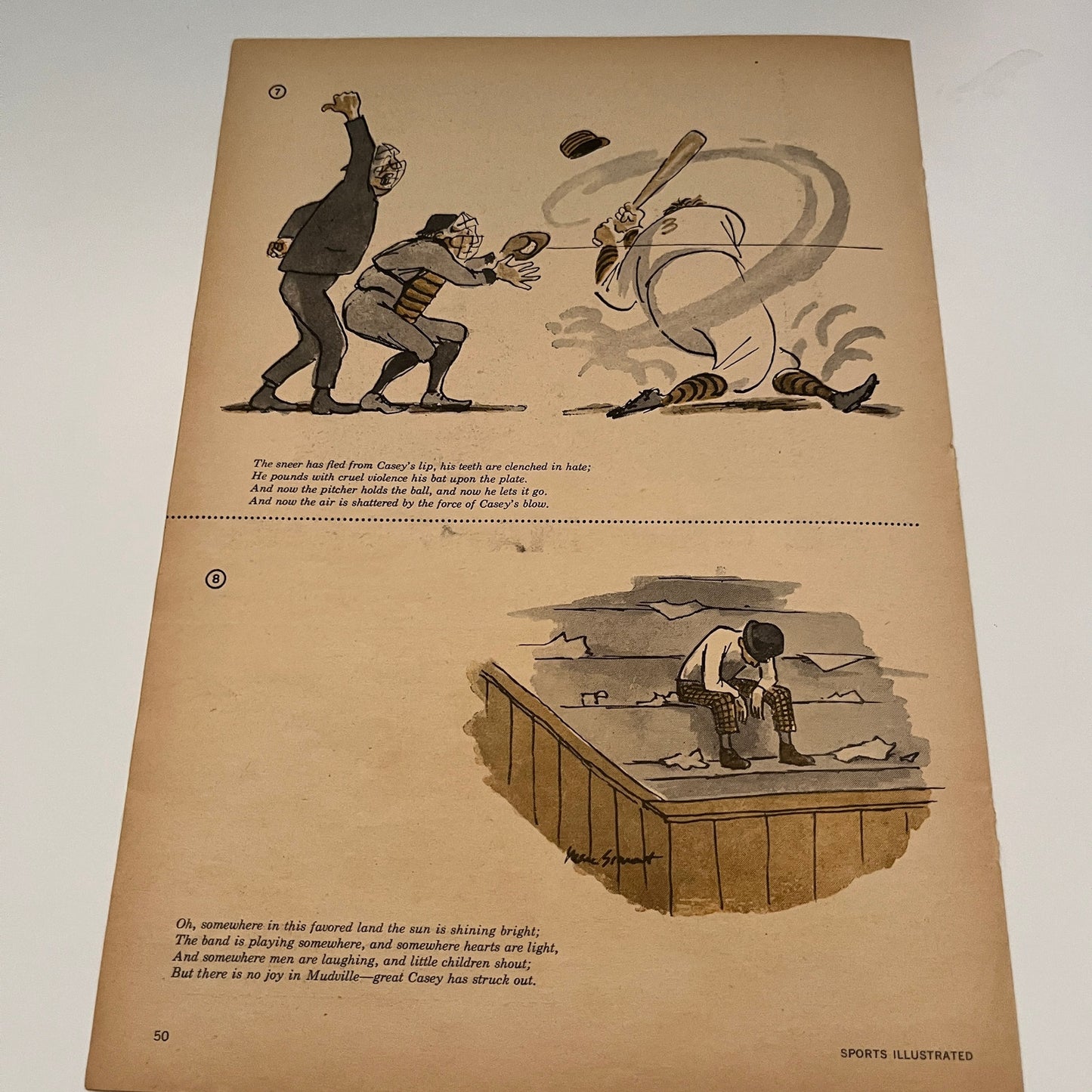 Casey at the Bat Drawings by Marc Simont 2 Pages 1956 Magazine Ad AG7-7