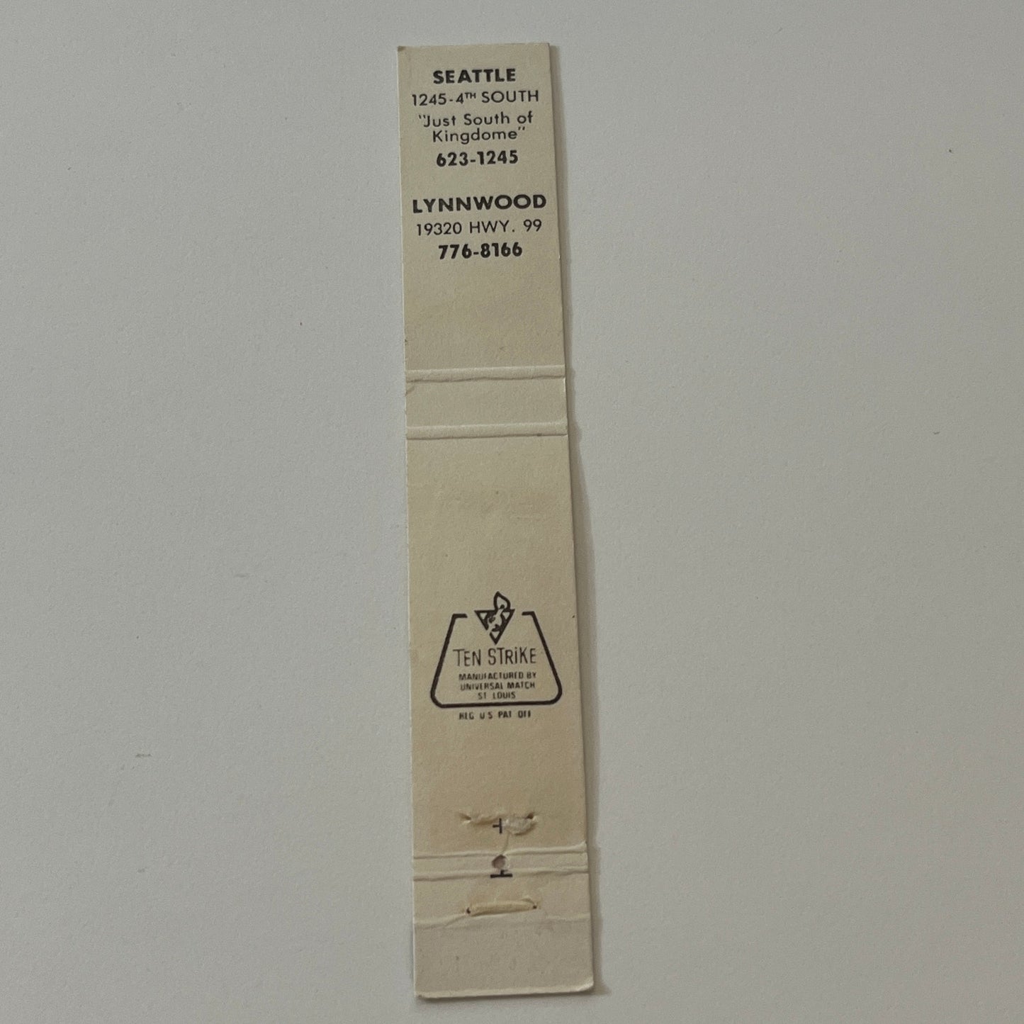 Meatmarket Steaks-Spirits Seattle, Lynwood Vintage Matchbook TB6-MB2-9