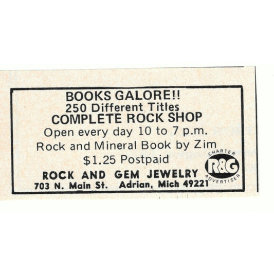 Rock and Gem Jewelry Adrian Michigan 1971 Magazine Ad AD8-O2