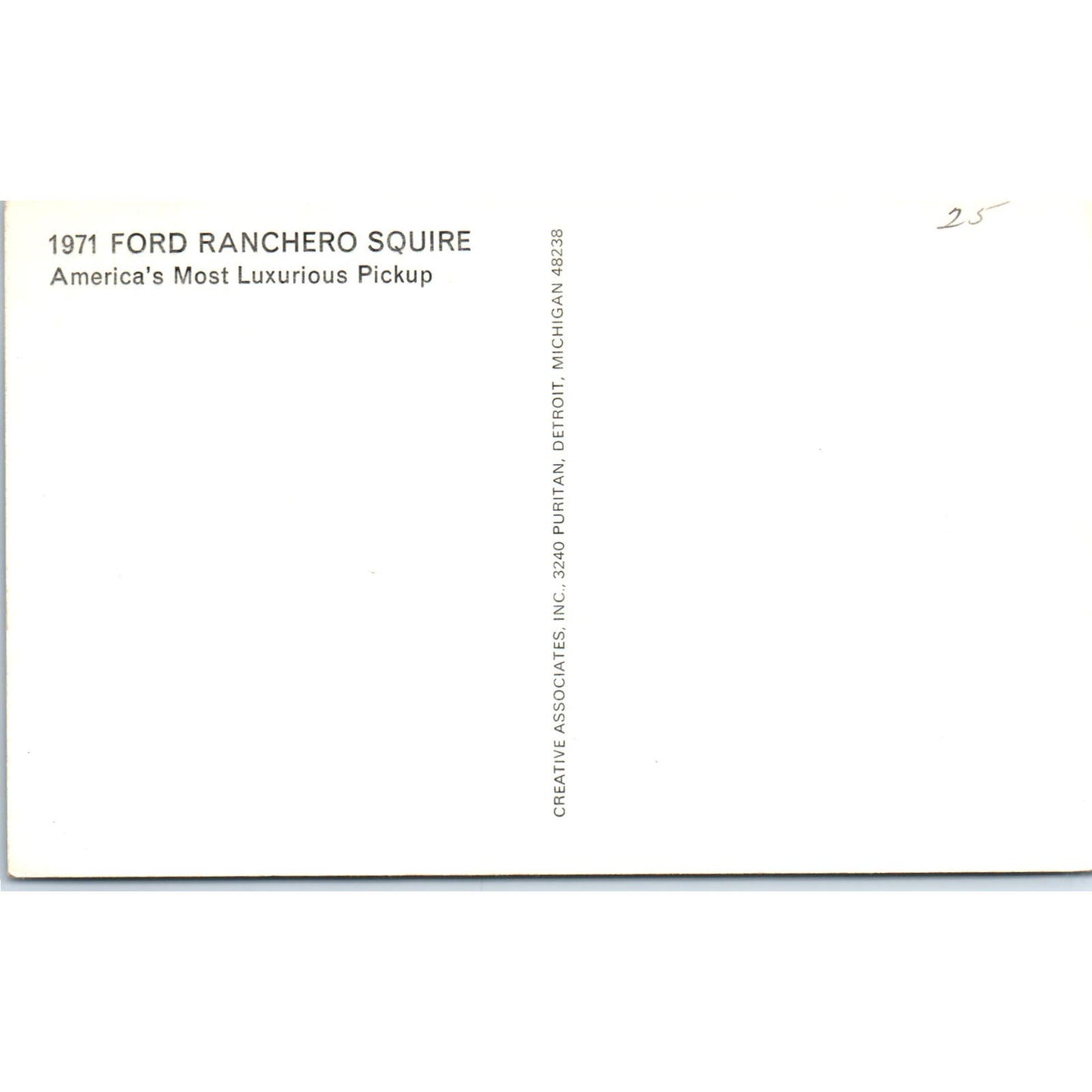 1971 Ford Ranchero Squire Wood Grain Promo Original Postcard PC6