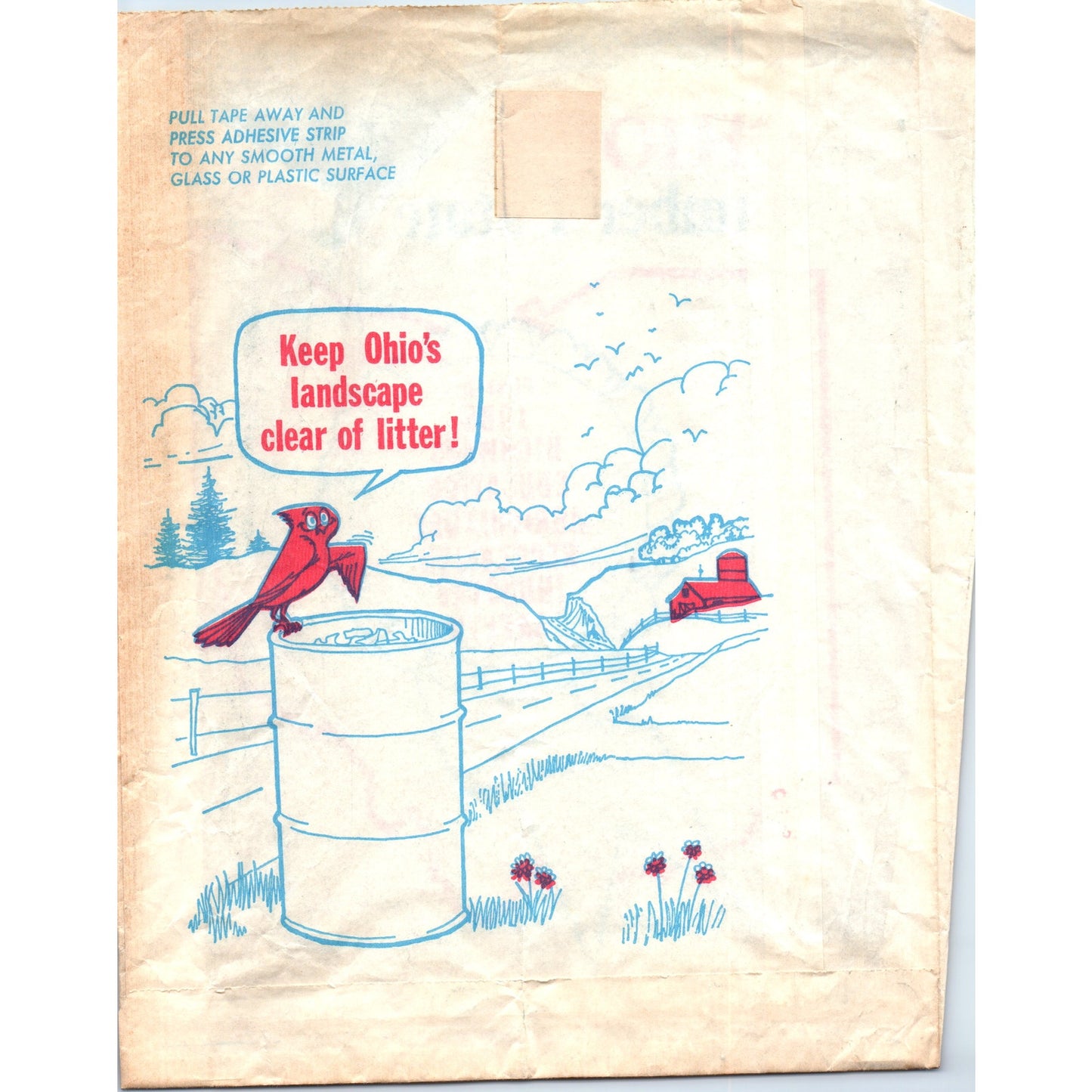 Vintage Ohio Auto Litter Collection Bag James A. Rhodes P.E. Masheter D23
