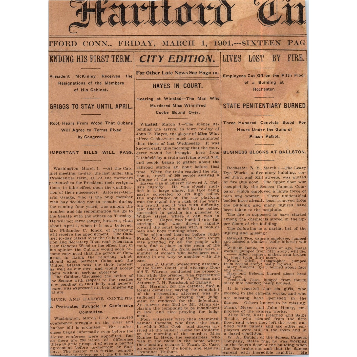 Geo. W. Flint & Co Bookcases Asylum St Hartford 1901 Newspaper Ad AD8-H1