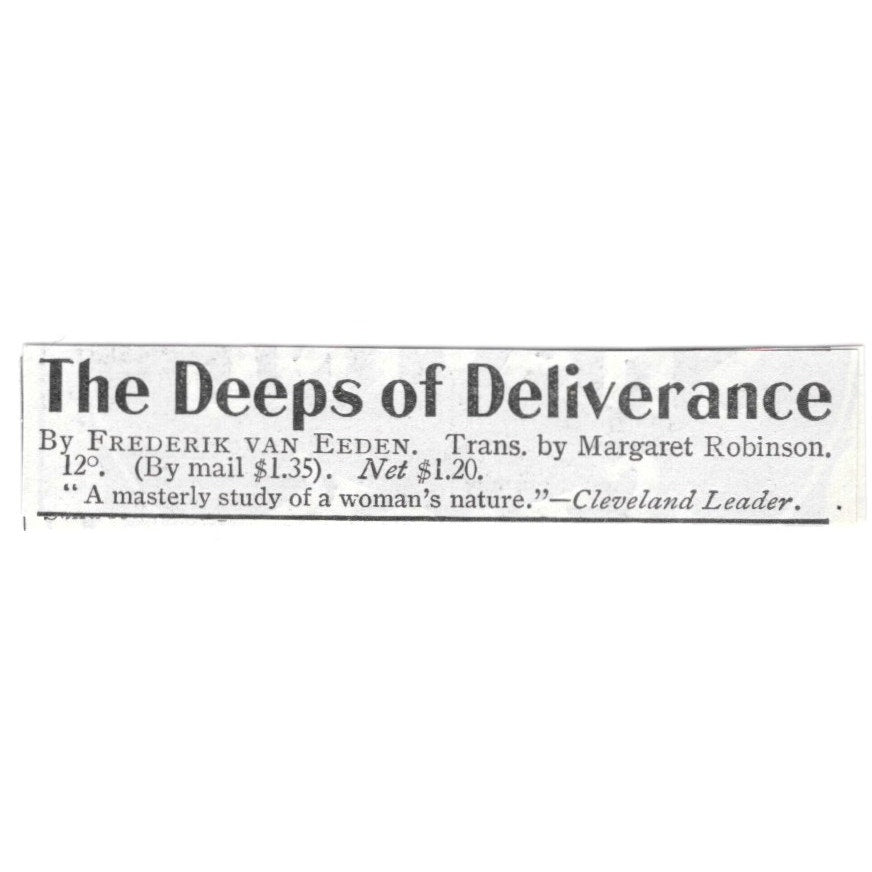 The Deeps of Deliverance Frederik Van Eeden Margaret Robinson 1903 Ad AF8-S34